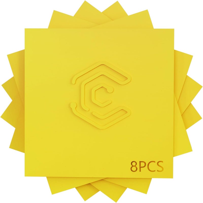 Creatorally 8 Pack Pre-Painted Colored Plywood Sheets,12x12x1/8 Inch (3mm) Basswood,Ideal for Laser Cutting, Engraving, DIY Crafts, Ornaments, Models Making (Yellow) - Image 1